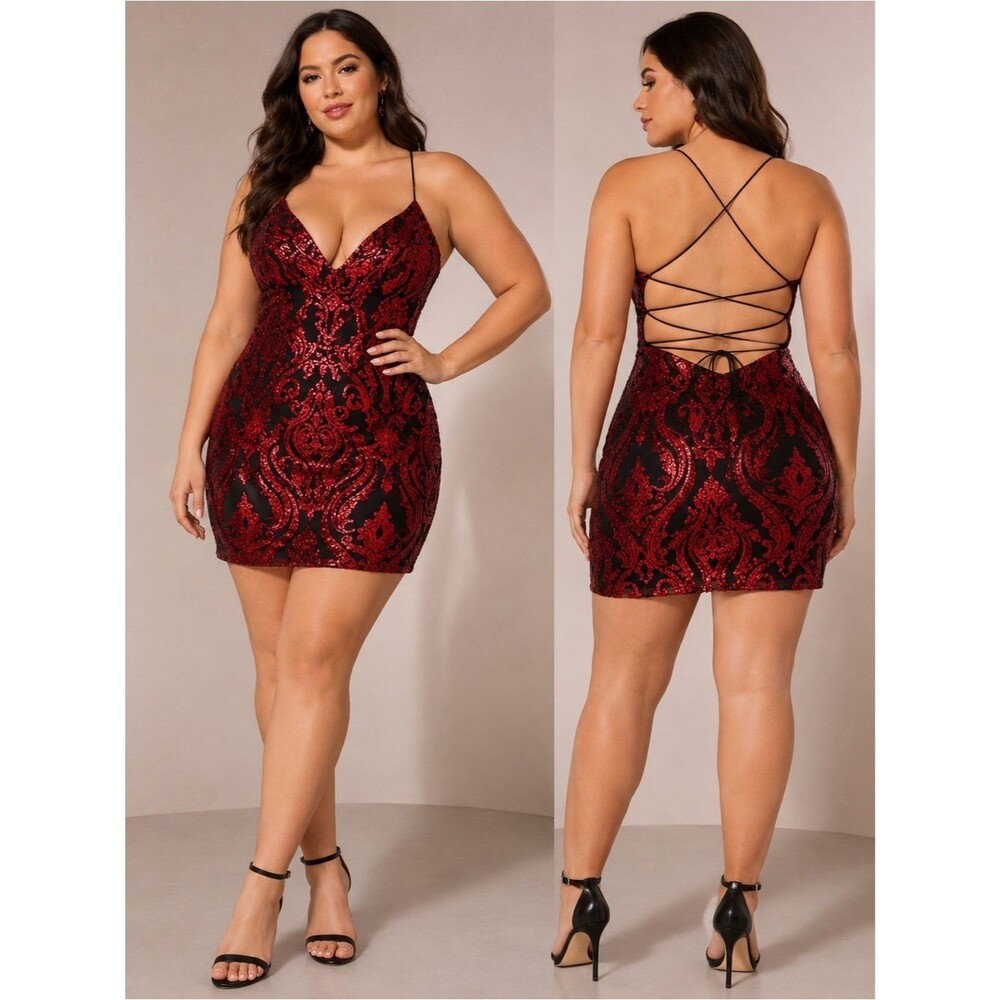 PG by PromGirl Ruby Black Sequin Backless Bodycon Mini Dress 12